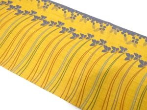 芝草に蝶・萩模様織り出し　袋帯